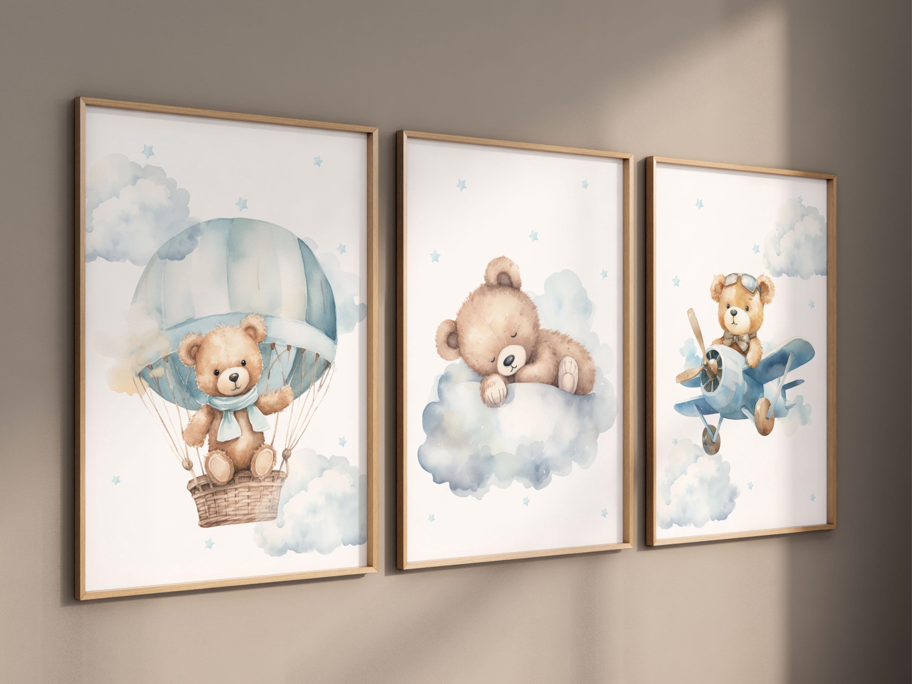 Set of 3 Teddy Bear Nursery Wall Art Print| Bear Nursery Decor| Bear ...