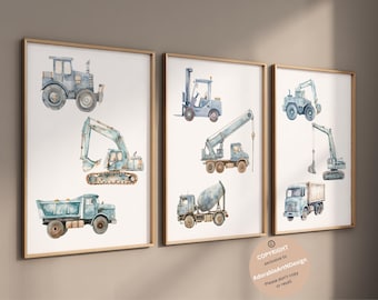 construction vehicle prints, Transport vehicle prints, Boy room wall art, Boy nursery cars decor, Truck prints, Transportation nursery decor