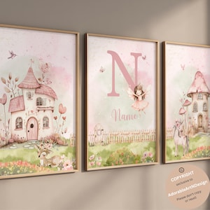 Fairy nursery theme decor, Fairy garden wall art, Personalized name gift, fairy art, girl bedroom decor, girls fairy wall art, fairy decor