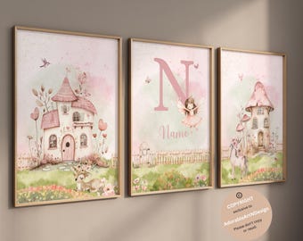 Fee Kinderzimmer Thema Dekor, Feengarten Wandkunst, personalisiertes Namensgeschenk, Feenkunst, Mädchen-Schlafzimmer, Feenwandkunst, Feen-Dekor