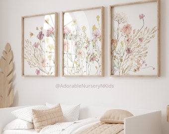 Boho Nursery Wall Art, Wildflower Nursery Decor, Botanical Print ...