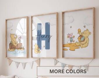 Winnie the Pooh Nursery Wall Art, Classic Winnie the Pooh Wall Art, set of 3,  Classic Pooh Baby Decor Wall Art, Nursery wall art