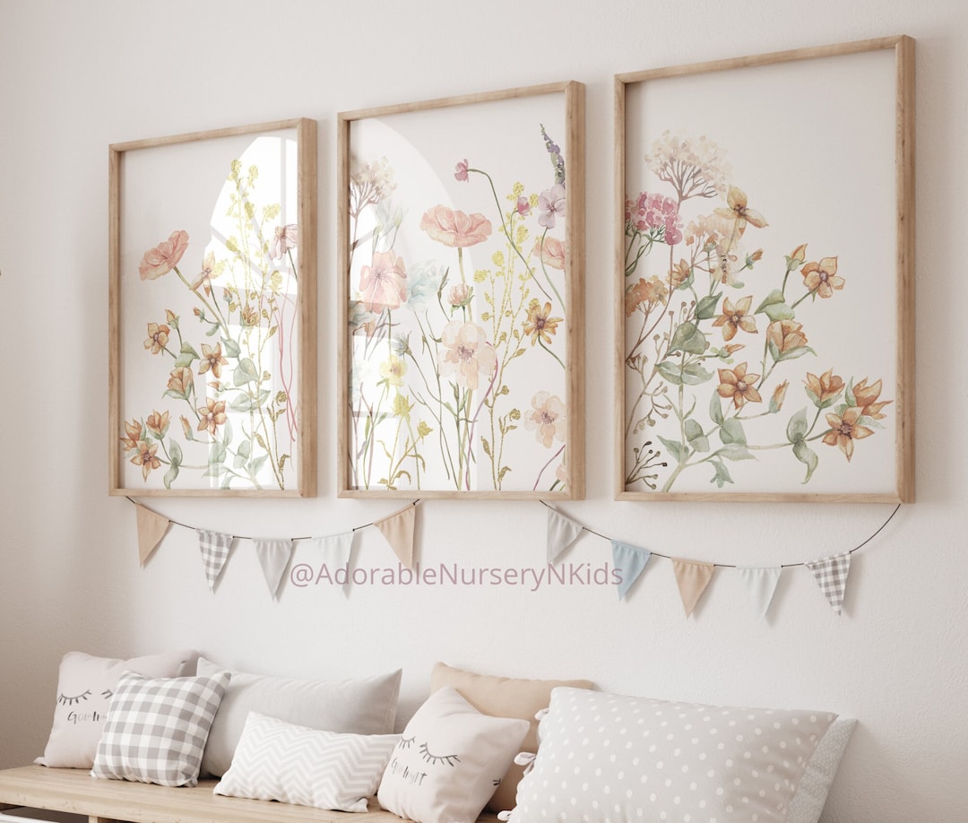 Boho Nursery Wall Art, Wildflower Nursery Decor, Botanical Print ...