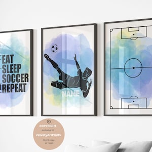 Custom Name Soccer Poster, Personalized Soccer Wall Art Prints, Boys Bedroom Decor, Teen Room Decor, Soccer Gifts, Printable Soccer Jersey