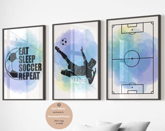 Custom Name Soccer Poster, Personalized Soccer Wall Art Prints, Boys Bedroom Decor, Teen Room Decor, Soccer Gifts, Printable Soccer Jersey