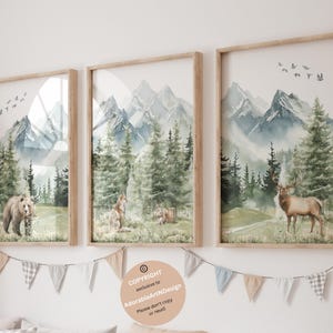 Adventure Theme Nursery, Woodland Animal Print, Forest Nursery, Tree Nursery, Mountain Nursery Art, Gender Neutral Nursery, Woodland Nursery