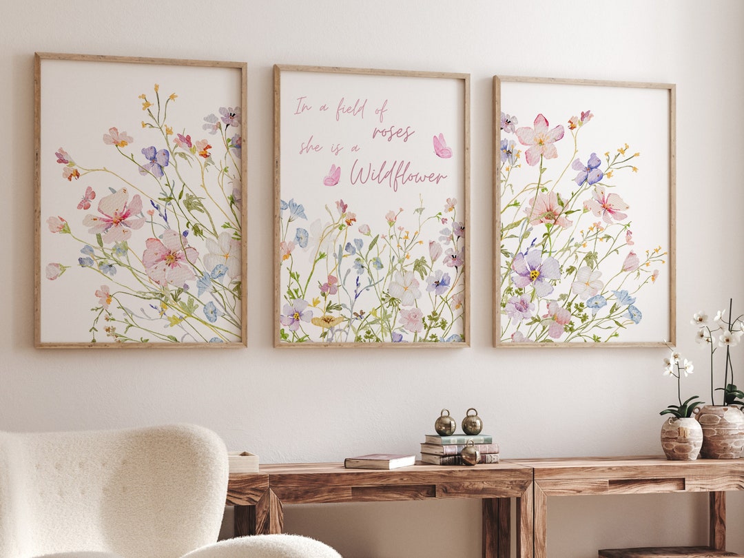 Boho Nursery Wall Art, Floral Nursery, Girl Nursery Decor, Wildflower ...