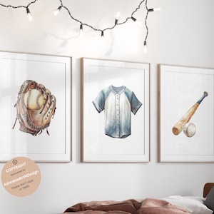 Baseball Wall Art Boy Print Set of 3 Wall Prints Decor Boys Room Decor sports game theme Room Decor Nursery Boy Kids baseball poster