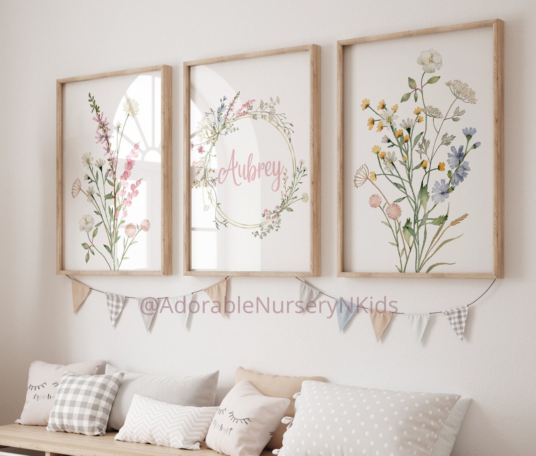 Boho Nursery Wall Art, Floral Nursery Art, Girl Nursery Decor ...