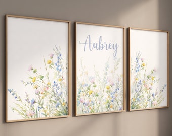 Wildflower Prints, Floral Nursery Art, Wildflower Nursery Decor, Boho Nursery Wall Art, Botanical Print, Girl Nursery Decor, Meadow flowers