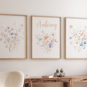Wildflower Prints Boho Nursery Wall Art  Wildflower Nursery Decor  Botanical Print  Floral Nursery Art Girl Nursery Decor Meadow flowers