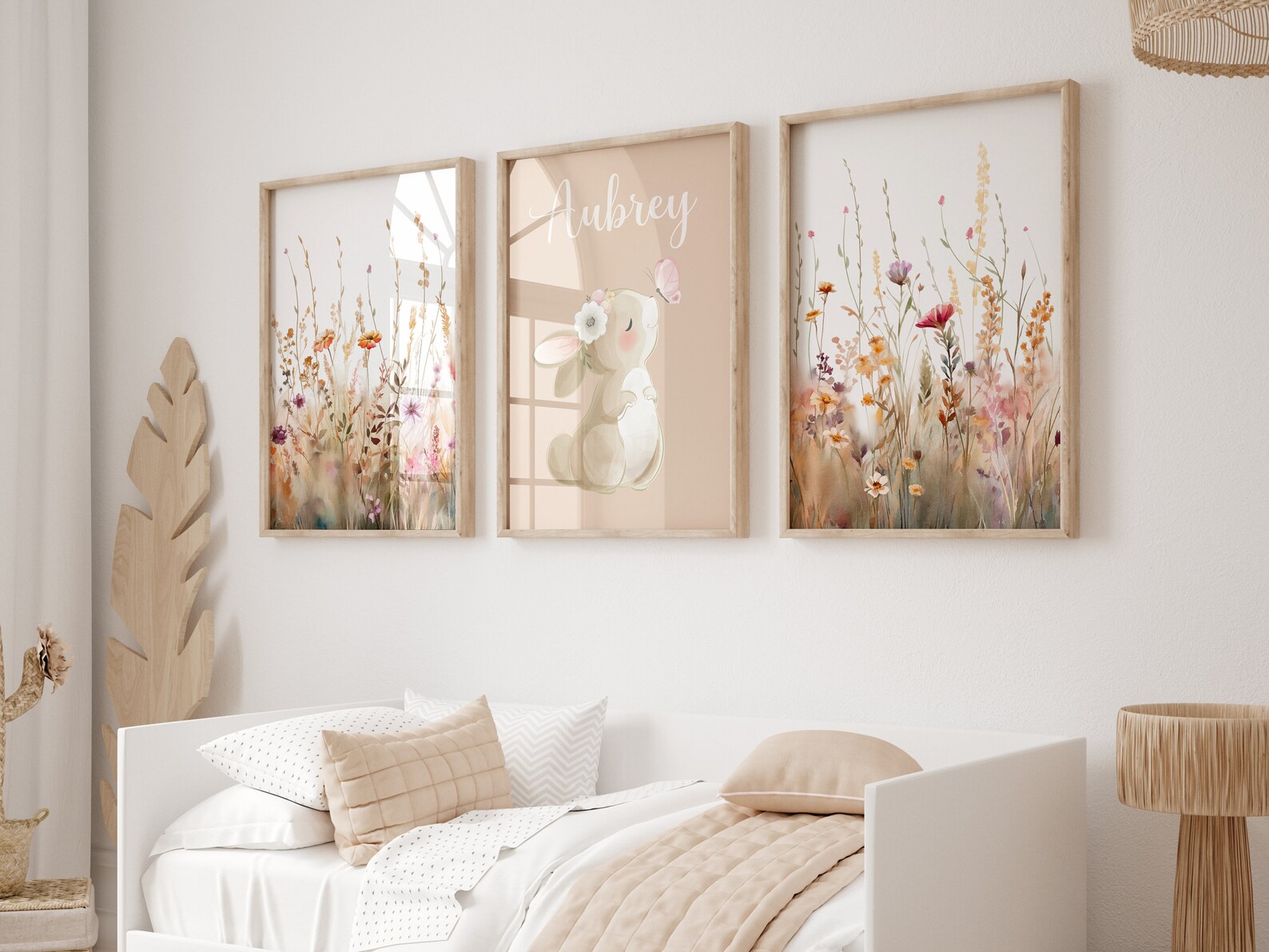 Wildflower Nursery Decor, Floral Nursery Art, Bunny Nursery, Girl ...
