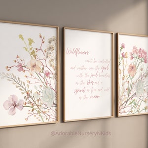 Wildflower Prints, Boho Nursery Wall Art, Botanical Print, Wildflower Nursery Decor, Girl Nursery Decor, Floral Nursery Art, Meadow flowers