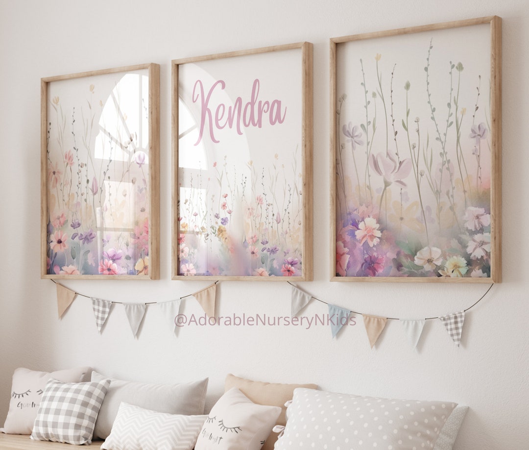 Wildflower Nursery Decor, Boho Nursery Wall Art, Floral Nursery Art ...