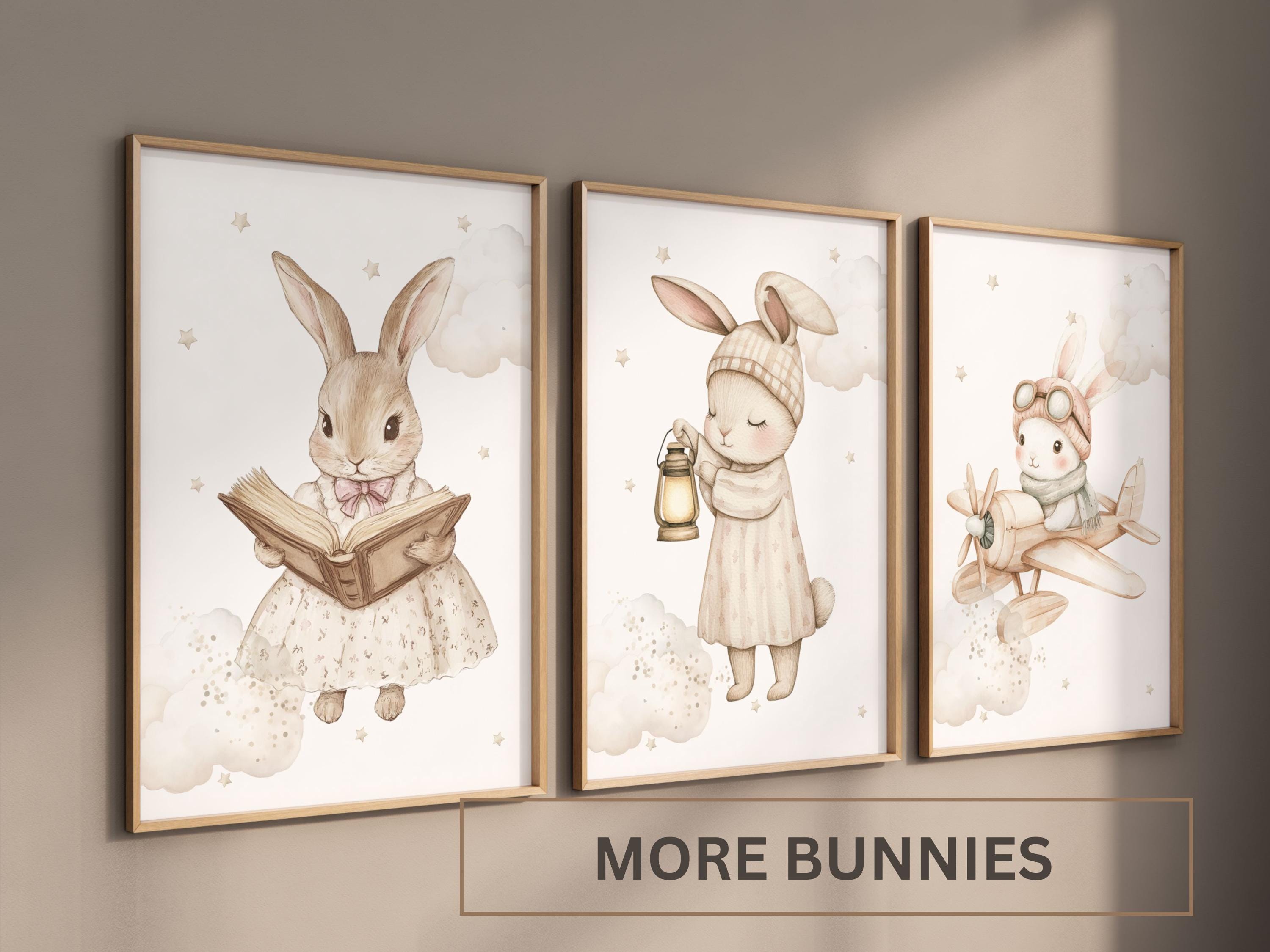 Set of 3 Bunny Nursery Wall Art Print, Baby Rabbit Prints, Bunny ...