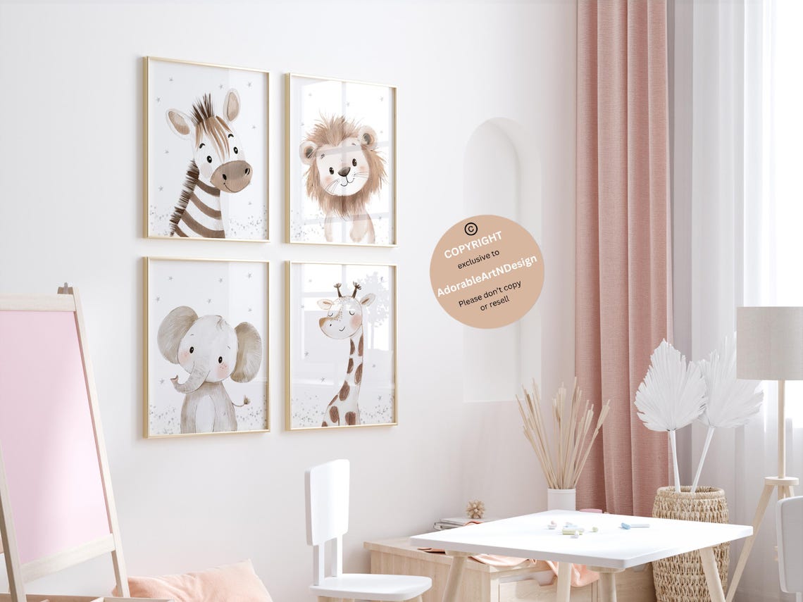 Safari Nursery Decor, Safari Animal Prints, Set of 3, Safari Baby ...