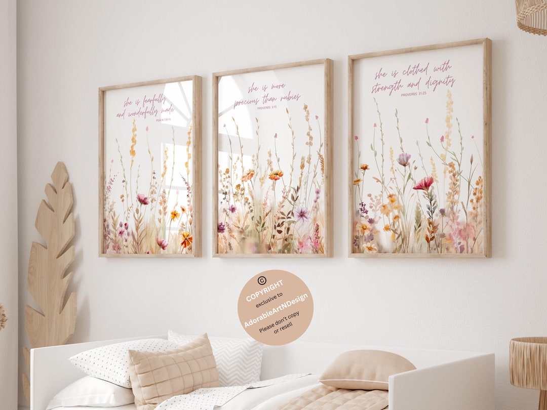 Wildflower Prints, Boho Nursery Wall Art, Wildflower Nursery Decor ...