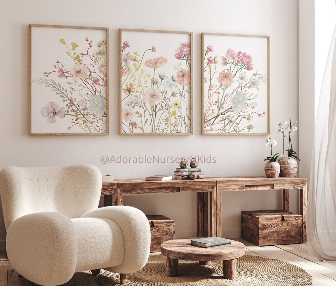 Boho Nursery Wall Art, Wildflower Nursery Decor, Botanical Print ...
