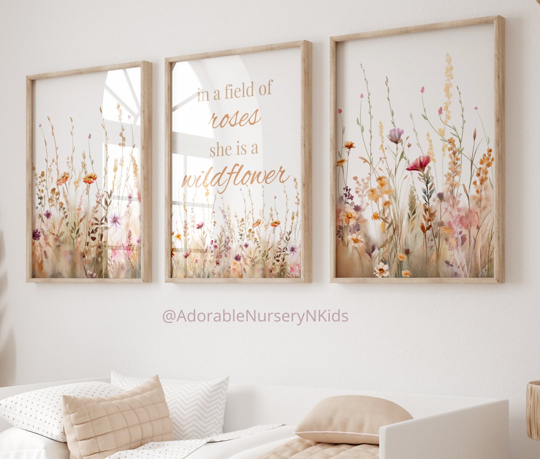 Wildflower Prints, Boho Nursery Wall Art, Botanical Print, Wildflower ...