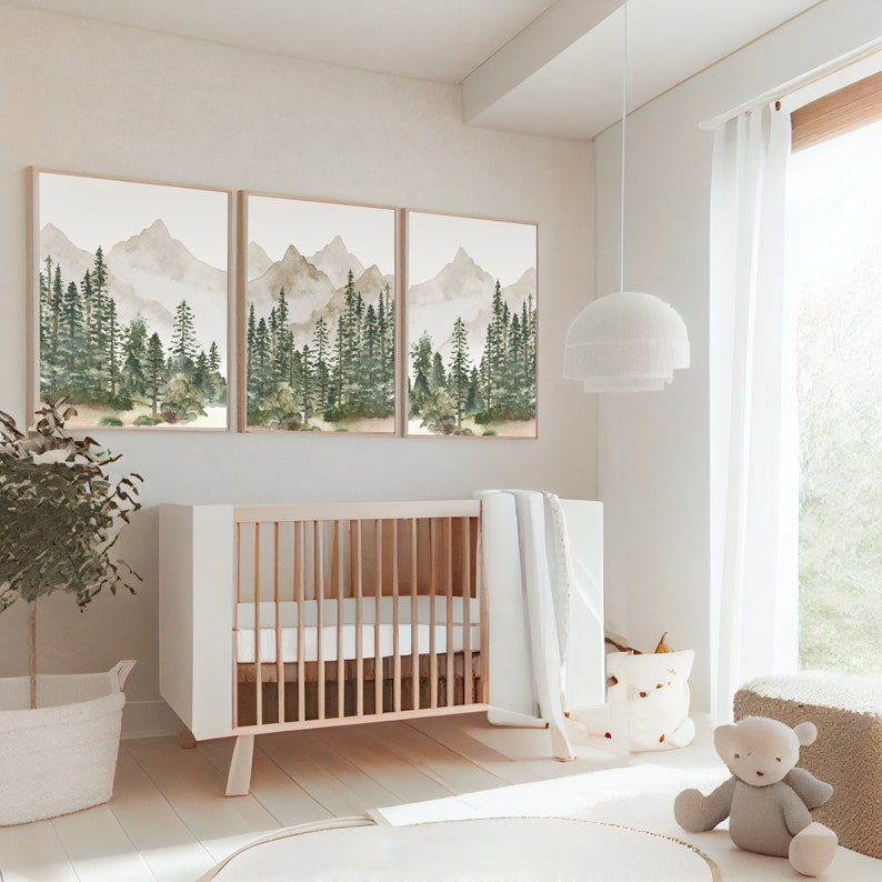Mountain Nursery Decor Forest Nursery Prints Woodland Etsy