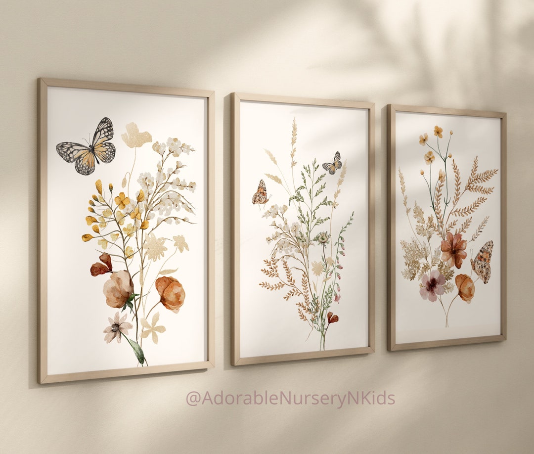 Boho Nursery Wall Art, Wildflower Nursery Decor, Botanical Print ...