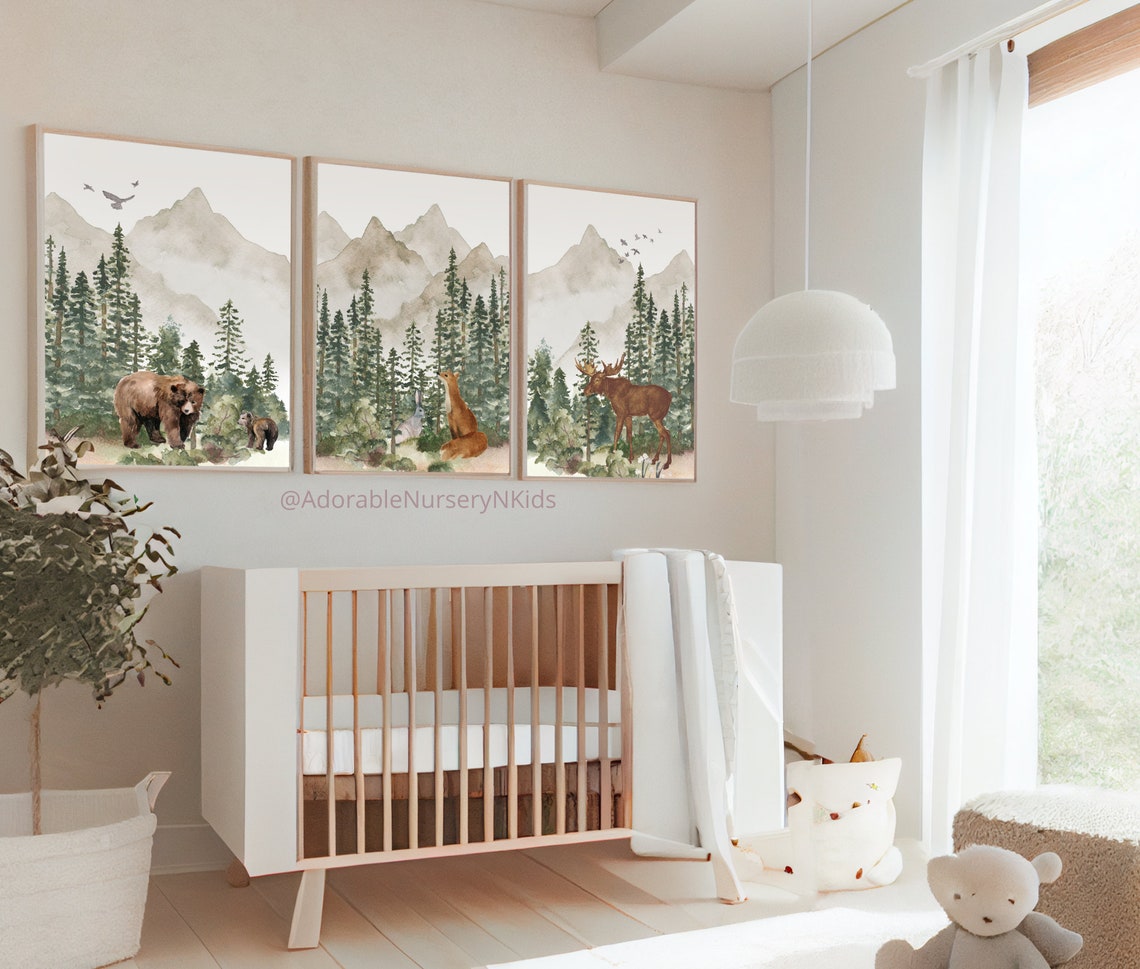 Adventure Theme Nursery Woodland Animal Print Tree Nursery - Etsy