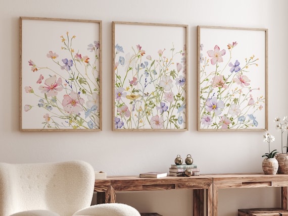 Wildflower Nursery, Boho Nursery wall art, floral nursery, girl nursery decor, botanical prints, Wild Flowers, Flower Nursery, blush nursery