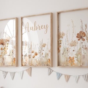 Wildflower Nursery Decor, Boho Nursery Wall Art, Botanical Print, Floral Nursery Art, Girl Nursery Decor, Wildflower Prints, Meadow flowers