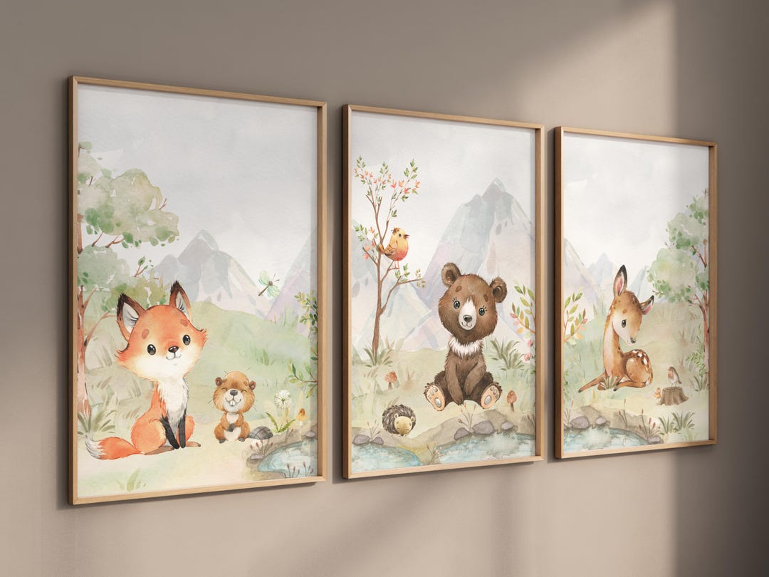 Woodland Animal Prints, Woodland Nursery Wall Art Gift, Boy Nursery ...