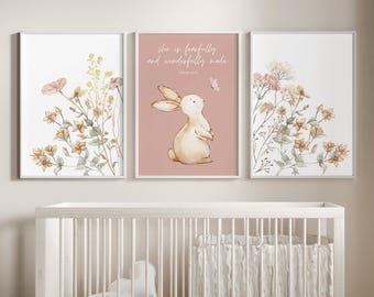 Wildflower Prints, Boho Nursery Wall Art, Wildflower Nursery Decor, Girl Nursery Decor, Floral Nursery Art, Christian nursery, Bible nursery