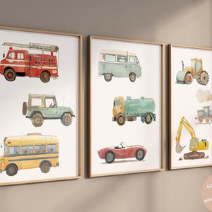 Transport vehicle prints, construction vehicle prints, Boy room wall art, Boy nursery cars decor, Truck prints, Transportation nursery decor