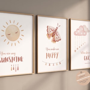 Boho wall art, Rainbow wall art, girl nursery wall art,  rainbow sun nursery, boho rainbow set, boho nursery decor wall art , rainbow poster