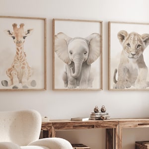 Safari animal prints, Safari nursery decor, Set of 3, Safari baby animals, Jungle nursery, Neutral nursery, Kids room art, Animal nursery