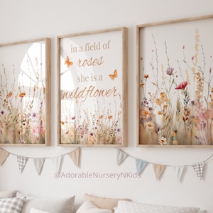 Wildflower Prints, Boho Nursery Wall Art, Botanical Print, Wildflower ...