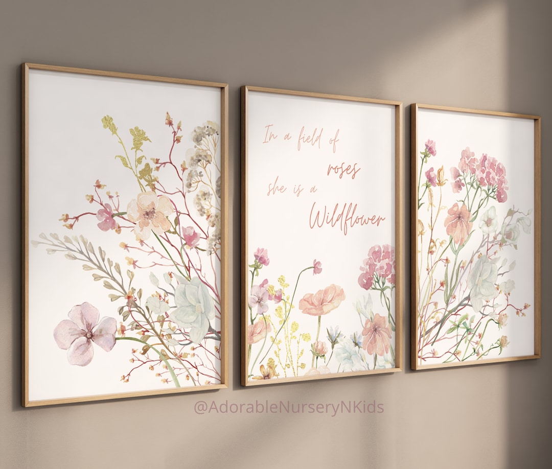 Wildflower Prints, Boho Nursery Wall Art, Wildflower Nursery Decor ...