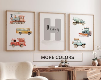 Transportation nursery decor, construction vehicle prints, Transport vehicle prints, Boy room wall art, Boy nursery cars decor, Truck prints