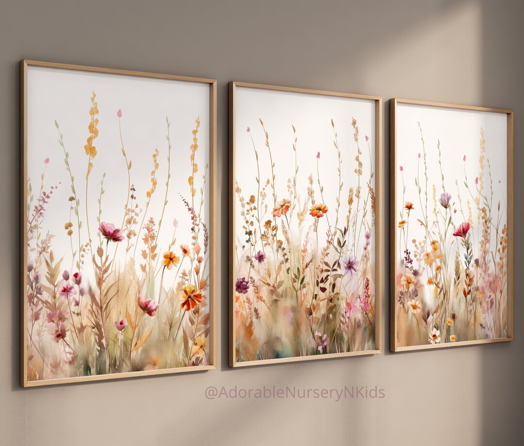 Wildflower Prints, Boho Nursery Wall Art, Wildflower Nursery Decor ...