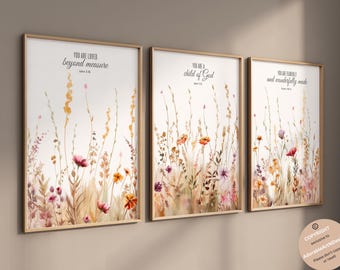 Christian nursery wall art, Bible verse nursery, Wildflower Prints, Boho Nursery Wall Art, Scripture nursery , Girl Nursery, Floral Nursery