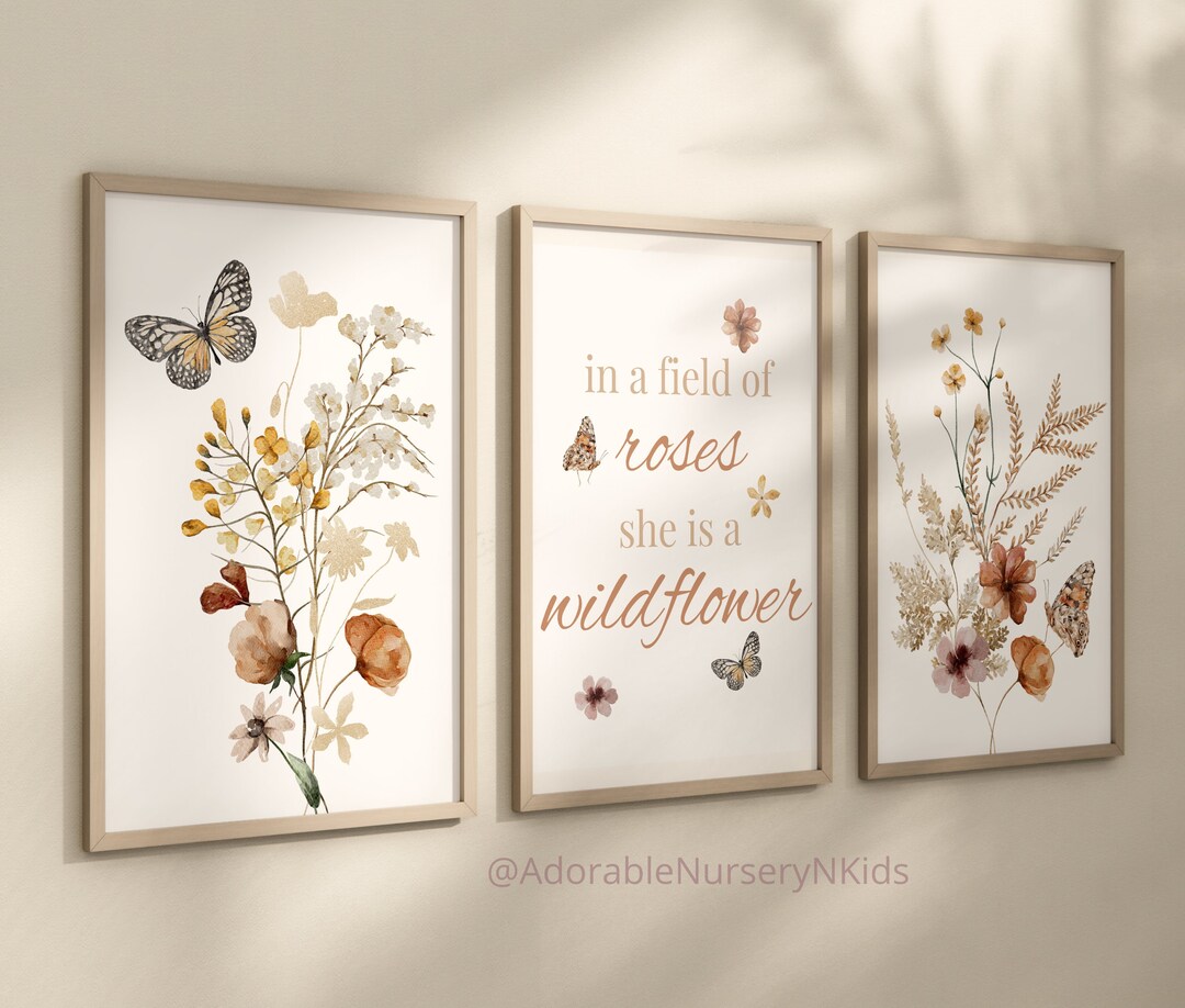 Wildflower Nursery Decor, Botanical Print, Boho Nursery Wall Art ...