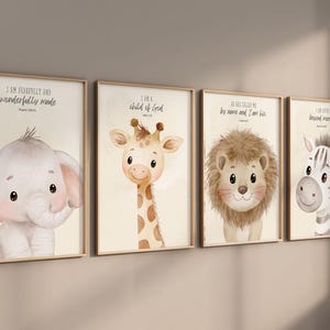 Safari nursery decor, Christian nursery wall art, Bible verse nursery, Animal prints, Scripture nursery, Jungle animals, Baby animal prints