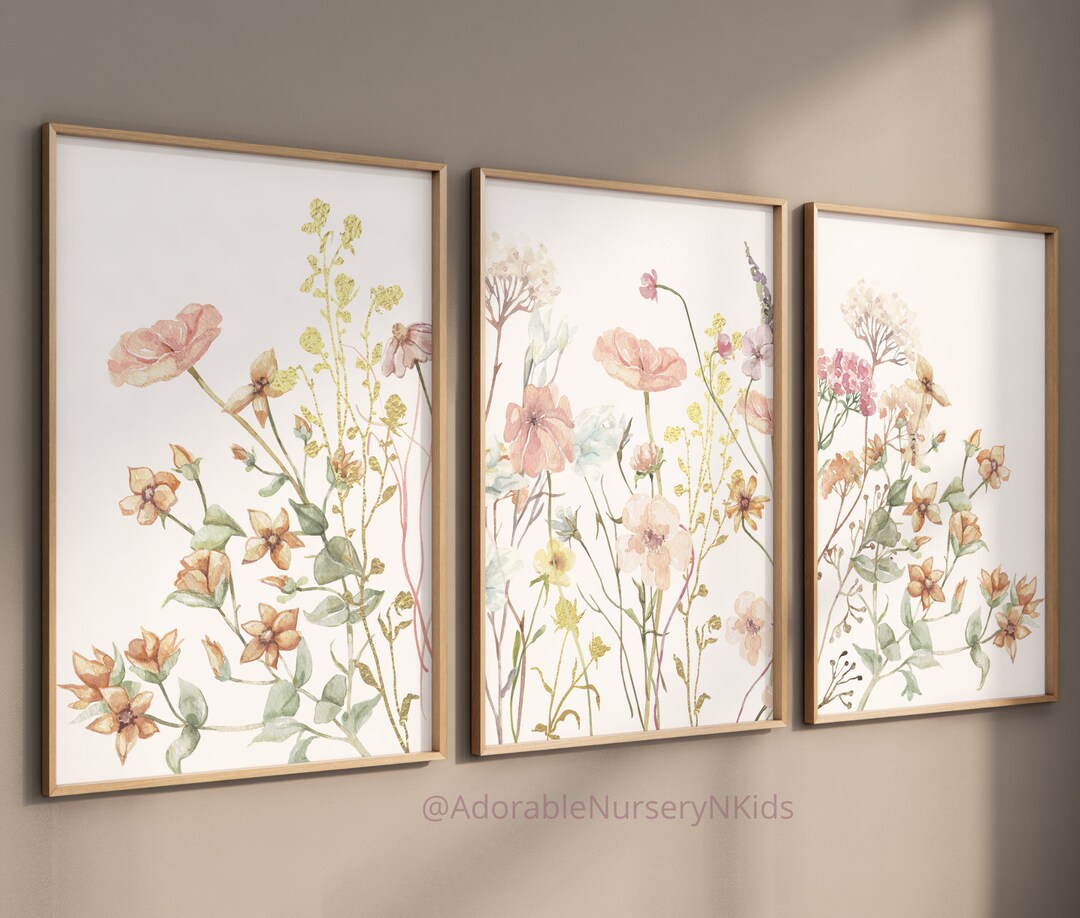 Boho Nursery Wall Art, Wildflower Nursery Decor, Botanical Print ...