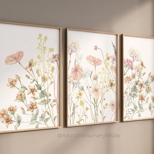 Boho Nursery Wall Art, Wildflower Nursery Decor, Botanical Print, Floral Nursery Art, Girl Nursery Decor, Wildflower Prints, Meadow flowers