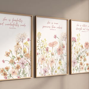 Estampas de flores silvestres, arte de parede de berçário Boho, decoração de berçário de flores silvestres, decoração de berçário feminino, arte floral de berçário, berçário cristão, berçário bíblico