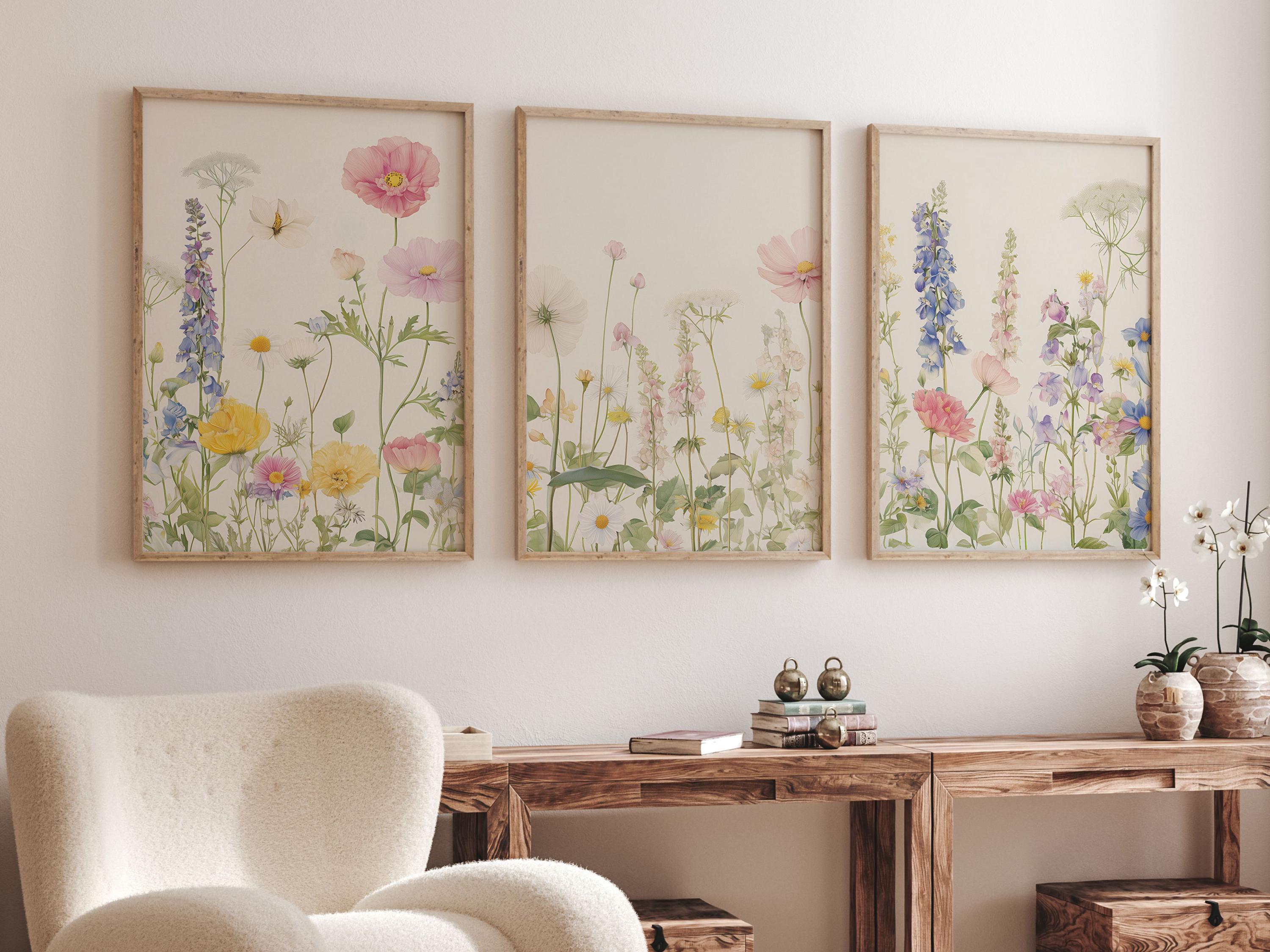 Wildflowers Girls Nursery Wall Art Prints| Boho Floral Nursery Decor ...