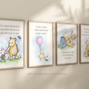 Winnie the Pooh Artwork,Classic Winnie-the-Pooh art prints, Winnie-the-Pooh inspirational quotes,boy nursery décor,Gender Neutral Nursery