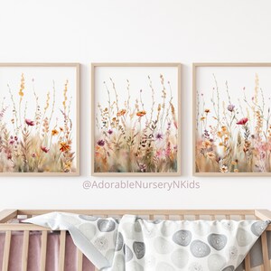 Boho Nursery Wall Art, Wildflower Nursery Decor, Botanical Print ...