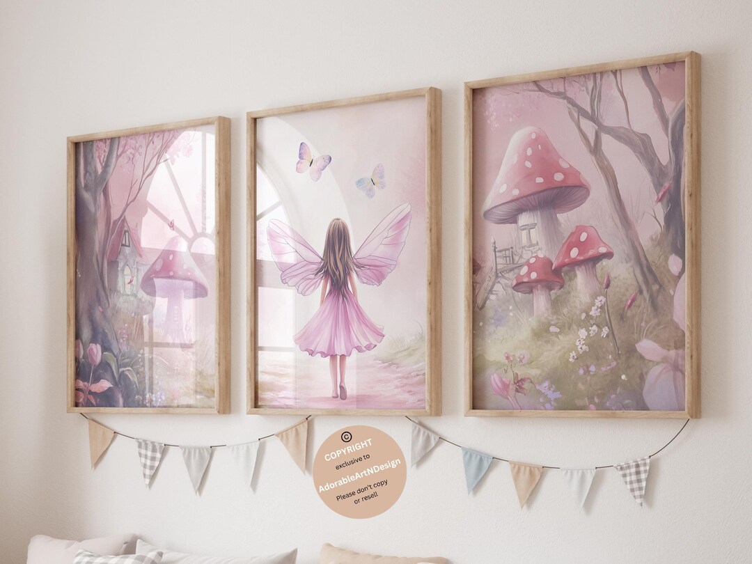 Fairy Garden Wall Art, Fairy Art, Set of 3, Nursery Fairy Theme Decor ...