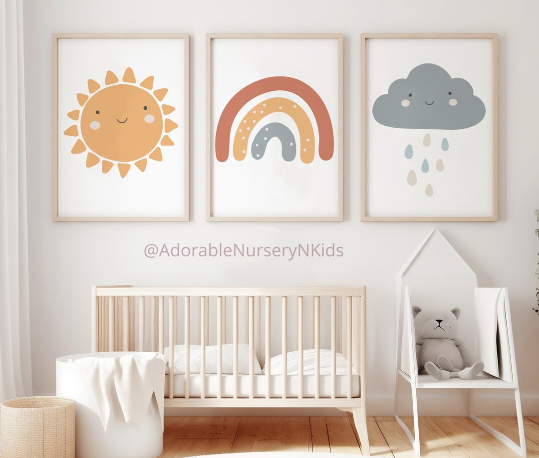 Boho Sun Nursery Wall Art,boho Nursery Decor,nursery Decor Rainbow ...