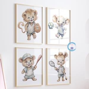 Sports nursery decor, Animal nursery, Animals Sport, Baby boy sports nursery, Safari nursery, basketball, baseball, football, Boy Nursery