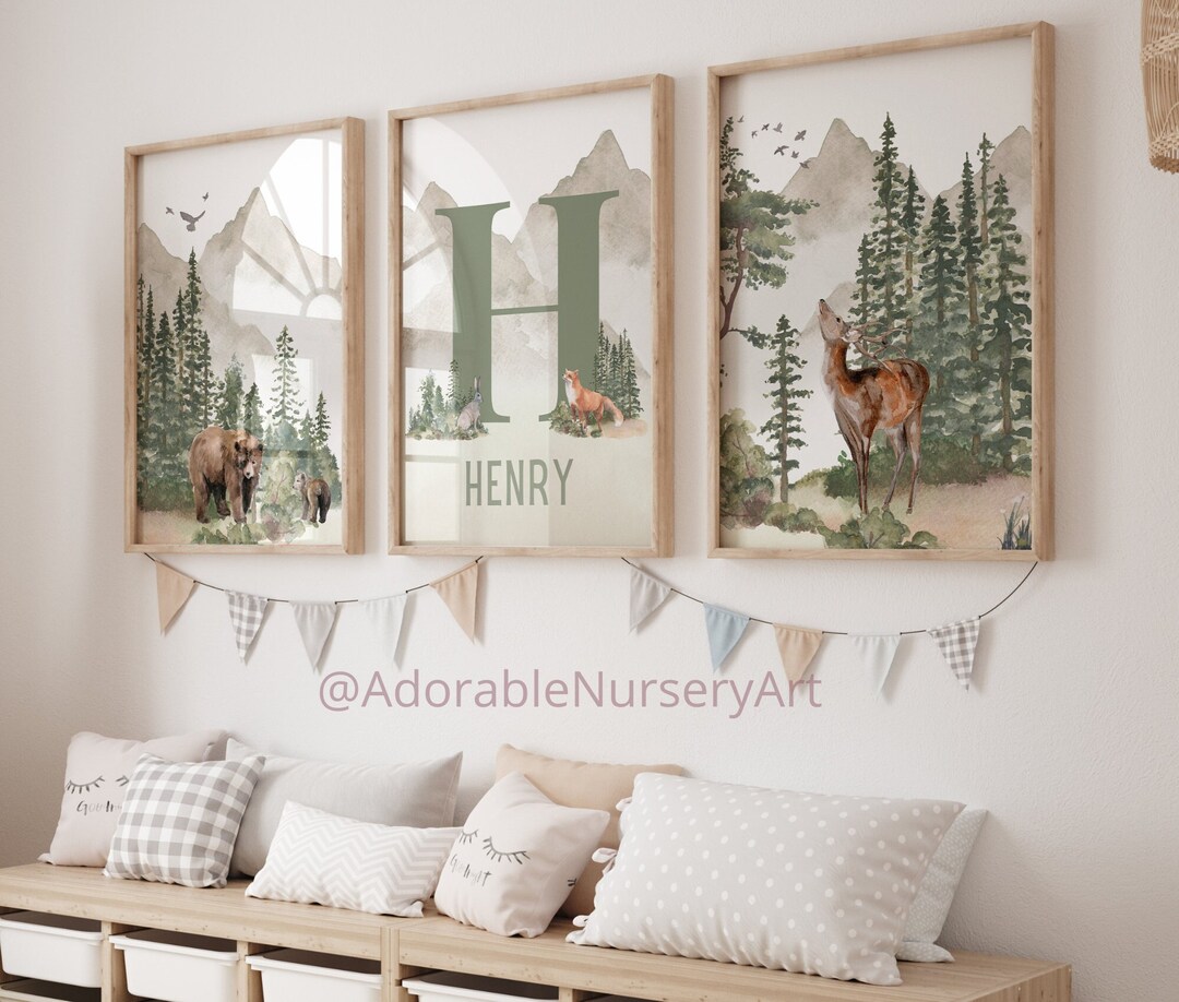 Mountain Nursery Decor, Adventure Theme Nursery, Woodland Animal Print ...